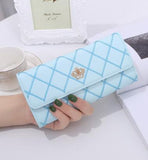 Womens Wallets And Purses Plaid Pu Leather Long Wallet Hasp Phone Bag Money Coin Pocket Card Holder