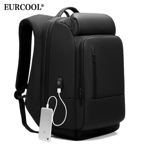 Eurcool 17 Inch Laptop Backpack For Men Water Repellent Functional Rucksack With Usb Charging