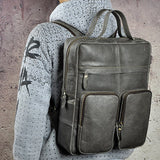 Men Crazy Horse Cowhide Backpack Laptop Book Bags Travel Large Capacity Knapsack School Genuine