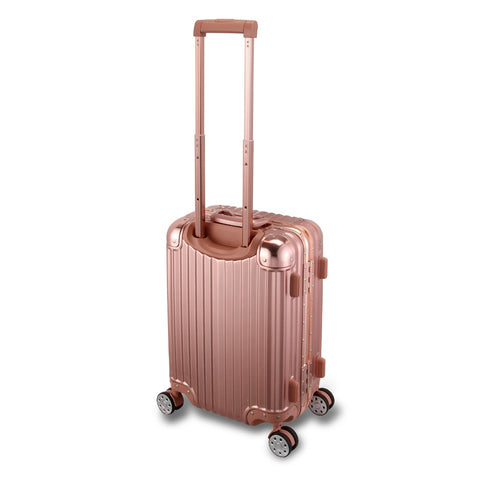 20" Luggage Suitcase Rose Gold Aluminum Frame Travel Carry On Bag 4 Wheels