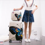 Hotsale!12 20 24Inches Pc Hardside Case Trolley Luggage Sets,Butterfly Cartoon Travel Luggage Bag