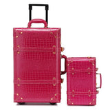Retro Pu Leather Travel Luggage,13" 22" 24"Korea Vintage Trolley Luggage Bags On Universal