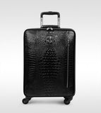 High Quality Luggage,Leather Trolley Case,Universal Wheel Suitcase,Crocodile Pattern Leather