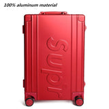 100% All Aluminum Rolling Travel Luggage Bag,Matte Material Suitcases With Wheel,New Red Carry-On
