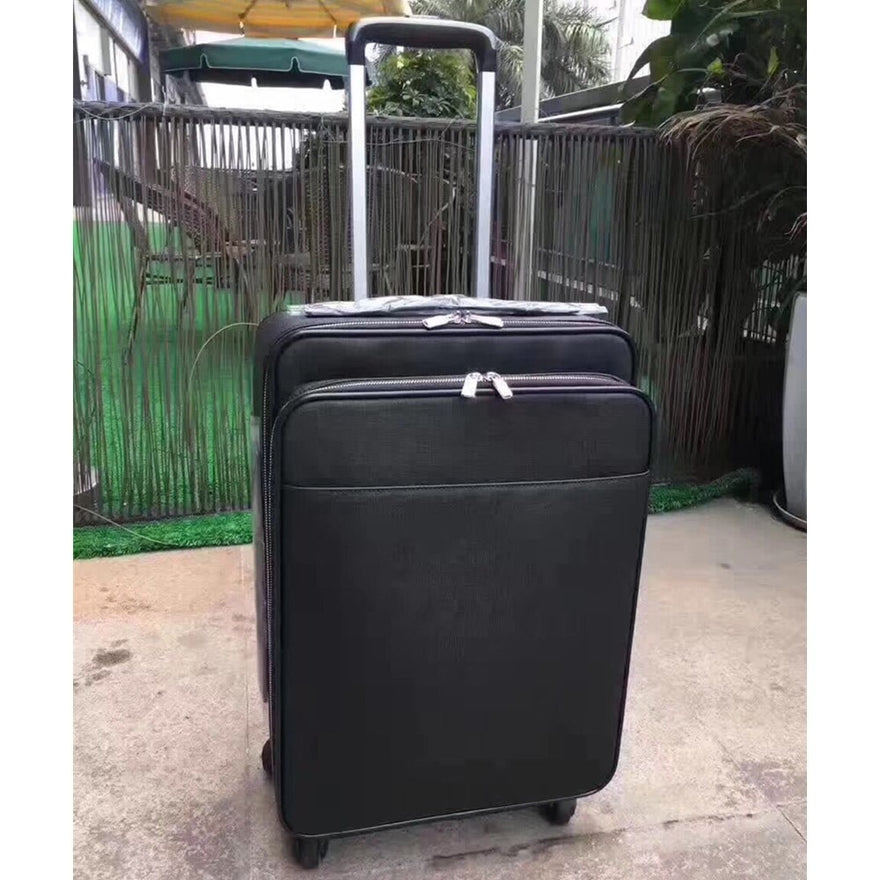 New Men Women Luggage Genuine Leather 20/24 Inches Plaid Rolling Spinner Luggage Suitcase Luxury