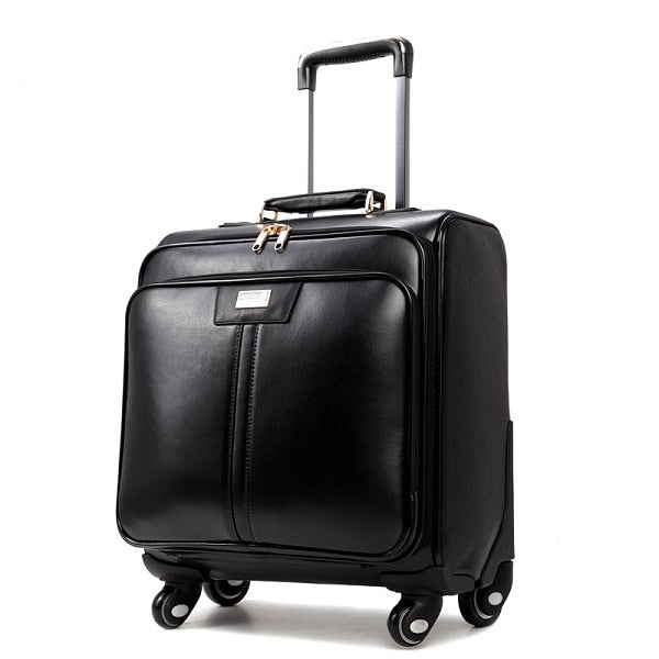 Genuine Leather 16'18'20'22''  Rolling Luggage Casters Cabin Wheel Suitcases Spinner Travel Bag