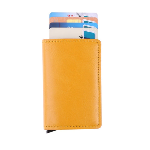 Male Metal Card Holder Rfid Aluminium Alloy Credit Card Holder 2019 Newest Pu Leather Wallet