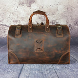 Vintage Luggage Travel Duffle Bags Man Genuine Leather Traveling Bag High Quality 18" Large