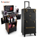 Makeup Artist Cosmetic Bag,Barber Toolbox,Nails Manicurist Rolling Trolley Case,Beauty Division Box