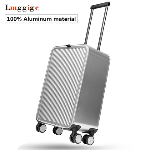 100% Full Aluminum Body Rolling Travel Luggage Bag,Matte Wheel Suitcases,New Carry-On Box,20"24"