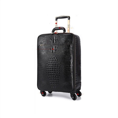 Business Universal Wheel Trolley Case,Full Cowhide Luggage,16"/20" Inch Boarding Suitcase,Leather