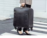 Business Universal Wheel Trolley Case,Full Cowhide Luggage,16"/20" Inch Boarding Suitcase,Leather