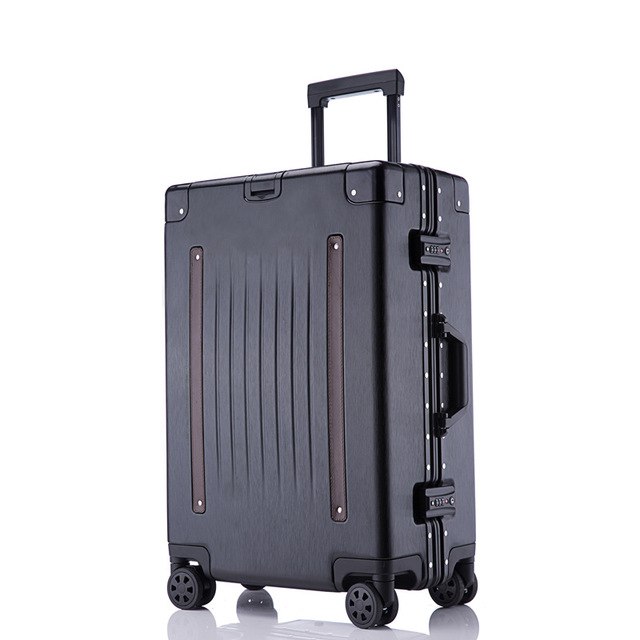 2019 New Belt Aluminum Frame Trolley Case Pull Rod Suitcase 20/24/26/29 Inch Vintage Travel