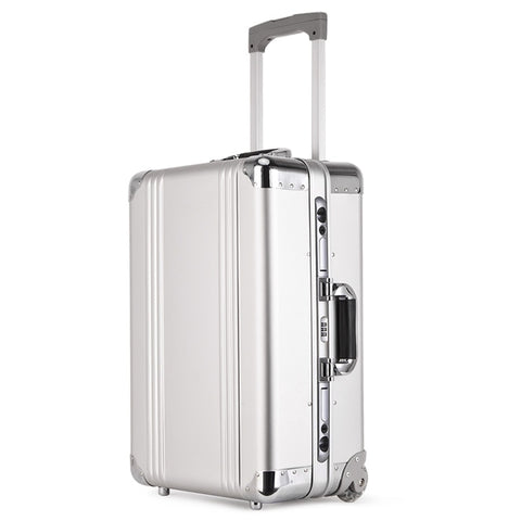 Aluminum-Magnesium Alloy Trolley Case,All-Metal Travel Valise,Hard-Shell Suitcase,20"One-Way