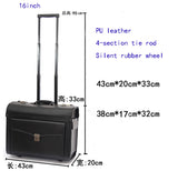 Rolling Luggage Business Cabin Travel Bag Pu Leather Pilots/Captains Dedicated Flight Suitcases