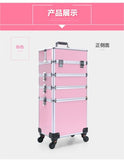 Women'S Professional Trolley Cosmetic Case Portable Makeup Rolling Luggage Nail Art Tattoo Beauty