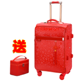 Red Suitcase Wedding Trolley Case Woman Luggage Bride Dowry Box Classic 20"24"Inch Travel