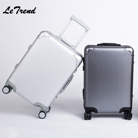 New 20 24 Inch Retro Rolling Luggage 100% Aluminium Trolley Solid Travel Bag 20' Women Boarding Bag