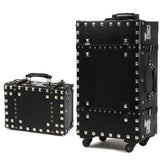 Women'S Vintage Diamonds Suitcase Universal Wheels Trolley Luggage Pu Leather Travel Bag Password