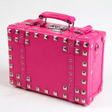 Women'S Vintage Diamonds Suitcase Universal Wheels Trolley Luggage Pu Leather Travel Bag Password
