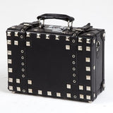 Women'S Vintage Diamonds Suitcase Universal Wheels Trolley Luggage Pu Leather Travel Bag Password