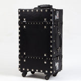 Women'S Vintage Diamonds Suitcase Universal Wheels Trolley Luggage Pu Leather Travel Bag Password