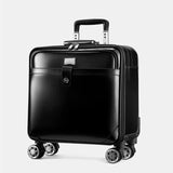 Classic Men And Women Cow Leather Trolley Case,Retro Carry-On Luggage,16"/20"Boarding