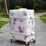 Vintage Suitcase On Wheels Pp+Pu Leather Rolling Luggage Spinner Women Retro Trolley 24/28 Inch
