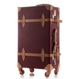 High Quality Luxury 24 Inches Retro Pu Leather Trolley Luggage On Universal Wheels,Brown Vintage