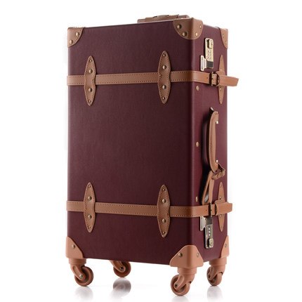 High Quality Luxury 24 Inches Retro Pu Leather Trolley Luggage On Universal Wheels,Brown Vintage
