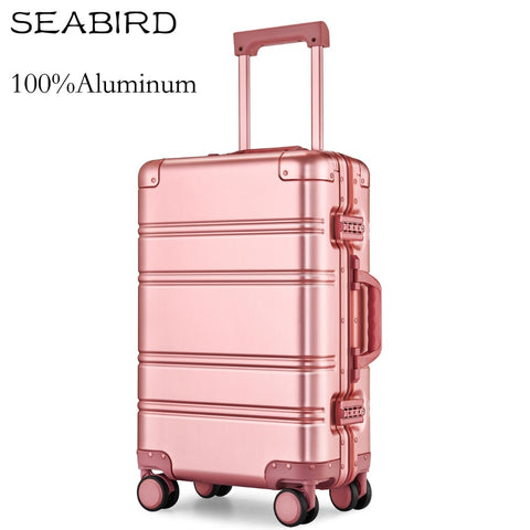 Seabird 100% Aluminum Alloy Business Travel Hard Shell Spinner Pull Rod Box Tsa Lock Cabin