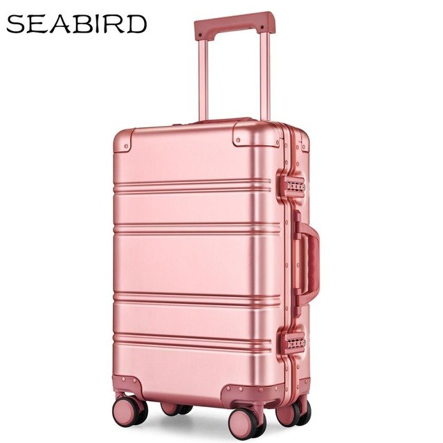 Seabird 100% Aluminum Alloy Business Travel Hard Shell Spinner Pull Rod Box Tsa Lock Cabin