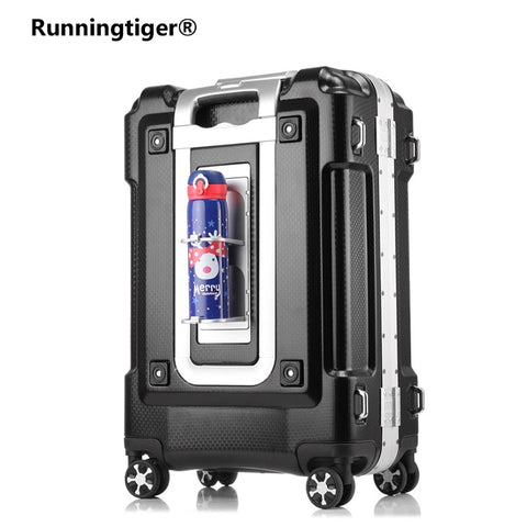 Metal Frame Suitcase Carry Cup Holder Luggage Rolling Fashion Tsa Women Suitcase 20" 24" 29"