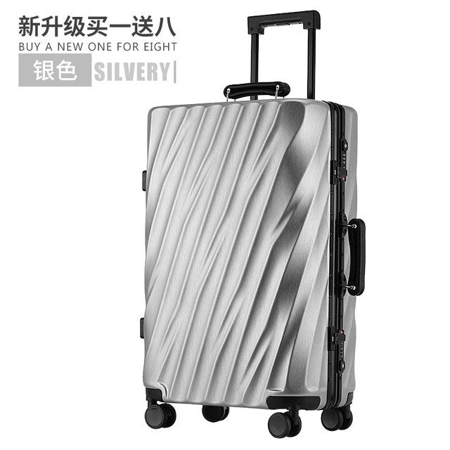 Travel Luggage Spinner Wheels Airplane Suitcase Aluminum Frame Alloy Rolling Business Trolley