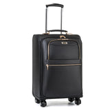Black Men Rolling Luggage Spinner High-Grade Pu Wheel Suitcase Women Trolley 20 Inch Carry On