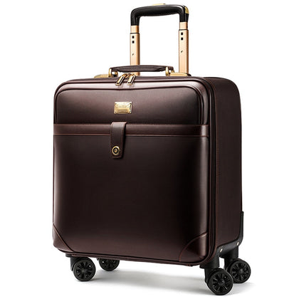 Luxury Business Travel Luggage Spinner Wheels Suitcase Leather Airplane Rolling Trolley Luggage 20"