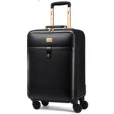 Luxury Business Travel Luggage Spinner Wheels Suitcase Leather Airplane Rolling Trolley Luggage 20"