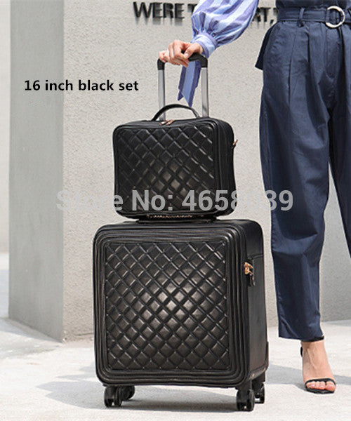 Women'S Upgraded Version Rolling Luggage Suitcase Bag Set ,Fashion Pu Leather Trolley Case With