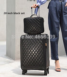 Women'S Upgraded Version Rolling Luggage Suitcase Bag Set ,Fashion Pu Leather Trolley Case With