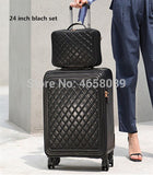 Women'S Upgraded Version Rolling Luggage Suitcase Bag Set ,Fashion Pu Leather Trolley Case With
