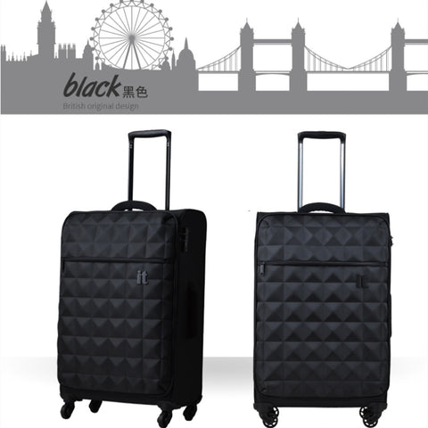 Lightweight Trolley Case,Plaid Grain Oxford Cloth Suitcase,Universal Wheel Luggage,19"Boarding