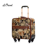 Letrend Cute Cat Student Travel Bag Spinner Rolling Luggage Women Wheel Suitcase Trolley 16 Inch