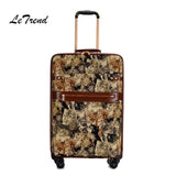Letrend Cute Cat Student Travel Bag Spinner Rolling Luggage Women Wheel Suitcase Trolley 16 Inch