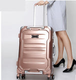 Aluminium Frame + Pc Shell Luggage Suitcase Bag, 20"24"29" Inch Rolling Trolley Case ,Men And Women