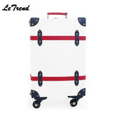 Quality Vintage Suitcase Wheels Pp+Pu Leather Rolling Luggage Spinner Women Retro Trolley 20 Inch