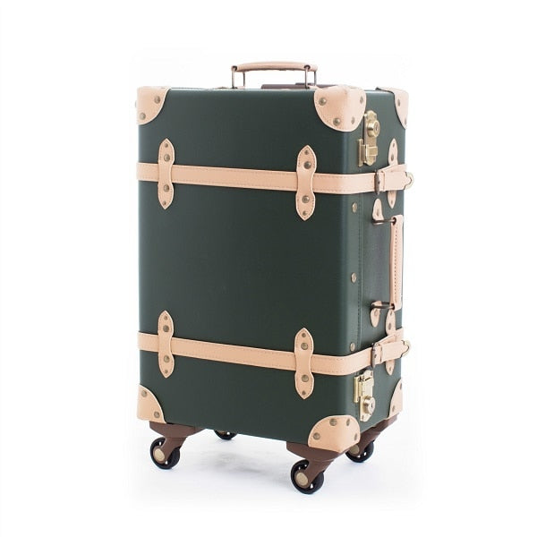 Quality Vintage Suitcase Wheels Pp+Pu Leather Rolling Luggage Spinner Women Retro Trolley 20 Inch
