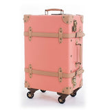 Quality Vintage Suitcase Wheels Pp+Pu Leather Rolling Luggage Spinner Women Retro Trolley 20 Inch