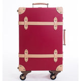 Quality Vintage Suitcase Wheels Pp+Pu Leather Rolling Luggage Spinner Women Retro Trolley 20 Inch
