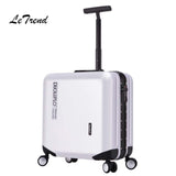 Letrend Aluminium Frame Rose Gold Rolling Luggage Spinner Trolley Travel Bag 18 Inch Women Men