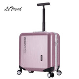 Letrend Aluminium Frame Rose Gold Rolling Luggage Spinner Trolley Travel Bag 18 Inch Women Men